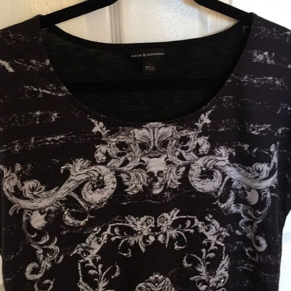 Rock & Republic t-shirt skulls studs Small Goth - Picture 12 of 16